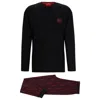 Hugo Boss Stretch-cotton Relaxed-fit Pajamas With Logo Details In Black