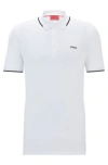 Hugo Stretch-cotton Slim-fit Polo Shirt With Printed Logo In White