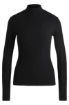 Hugo Boss Stretch-cotton Slim-fit T-shirt With Logo Print In Black