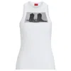 Hugo Boss Stretch-cotton Slim-fit Tank Top With Boot Print In White