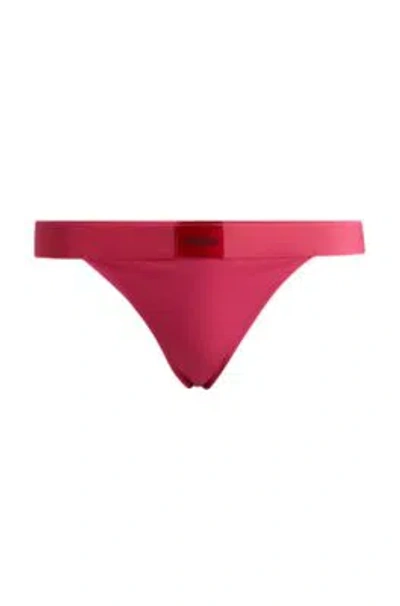 Hugo Stretch-cotton Thong Briefs With Logo Waistband In Pink