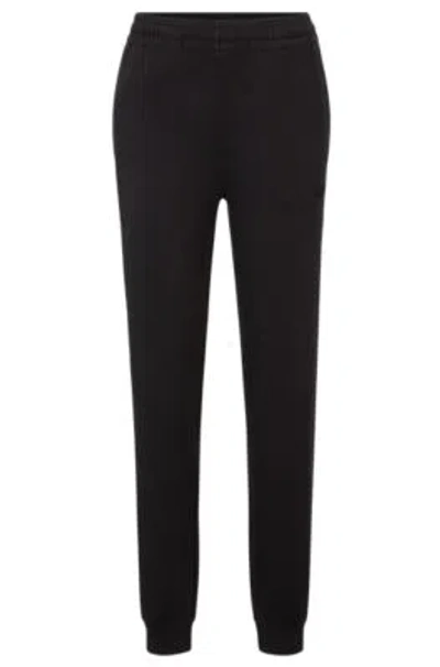 Hugo Boss Stretch-cotton Tracksuit Bottoms With Embroidered Logo In Black