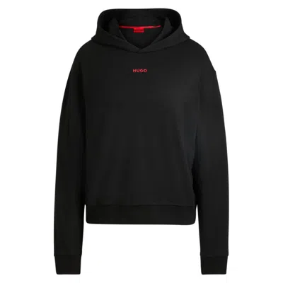 Hugo Boss Relaxed-fit Loungewear Hoodie With Silicone-print Logo In Black
