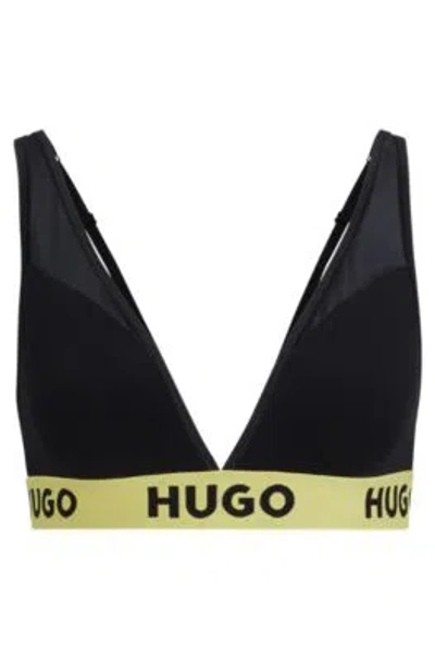 Hugo Stretch-modal Triangle Bra With Logo Waistband In Black
