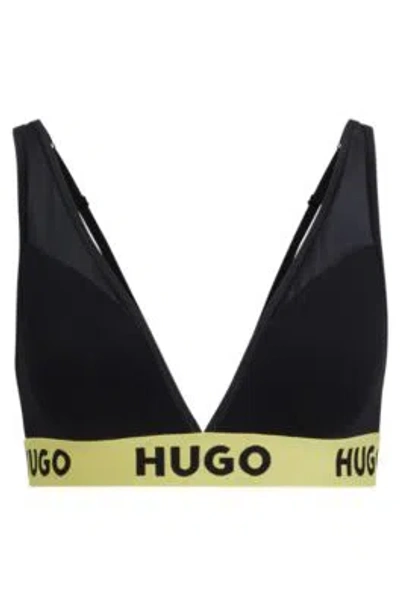 Hugo Boss Stretch-modal Triangle Bra With Logo Waistband In Black