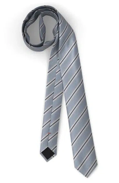 Hugo Boss Hugo Stripe Silk Tie In Light Blue
