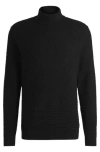 Hugo Boss Structured-knit Rollneck Sweater In Cotton In Black