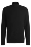 Hugo Boss Structured-knit Rollneck Sweater In Cotton In Black