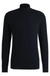 Hugo Boss Structured-knit Rollneck Sweater In Cotton In Dark Blue