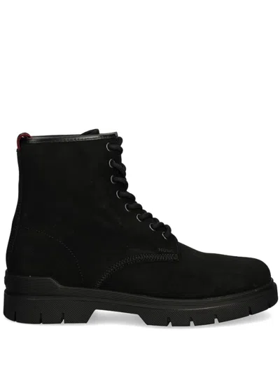 Hugo Boss Black Embossed Boots In 001-black
