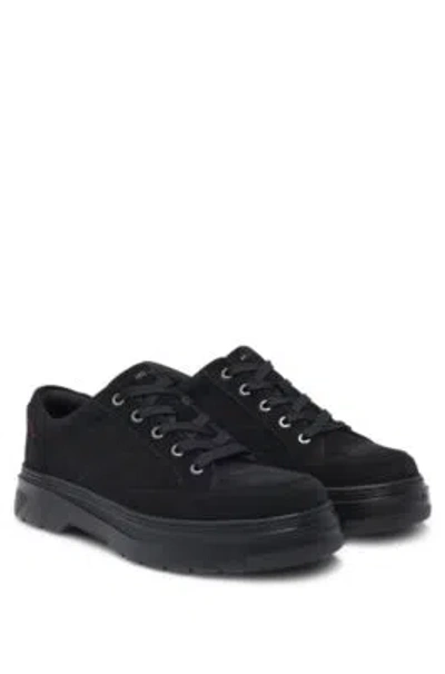 Hugo Boss Suede Derby Shoes With Eva Sole In Black