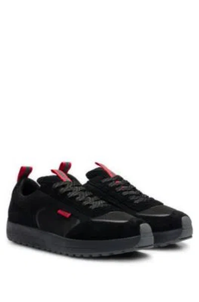 Hugo Suede Trainers With Driver Sole In Black