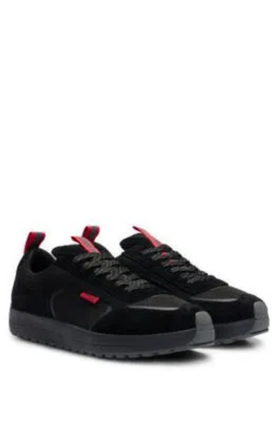 Hugo Boss Suede Trainers With Driver Sole In Black