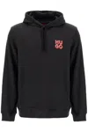 Hugo Boss Cotton-terry Hoodie With Stacked Logo Print In Black
