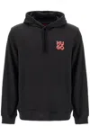 Hugo Boss Cotton-terry Hoodie With Stacked Logo Print In Black