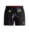 Hugo Boss Swim Shorts With Cat Graphic Print In Black