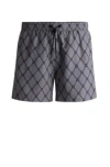 Hugo Boss Swim Shorts With Stacked-logo Print In Grey