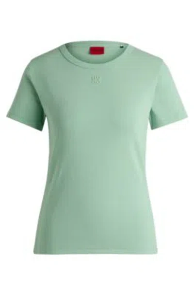 Hugo T-shirt With Embroidered Stacked Logo In Light Green