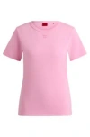 Hugo T-shirt With Embroidered Stacked Logo In Pink