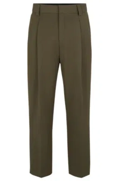 Hugo Boss Slim-fit Chinos In Moulin Twill In Light Green