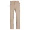 Hugo Boss Tapered-fit Chinos In Cotton Gabardine In Beige