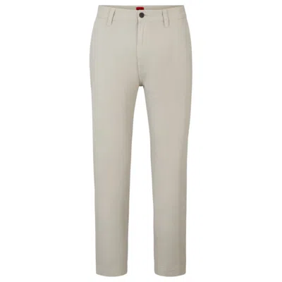 Hugo Boss Tapered-fit Chinos In Cotton Gabardine In Beige