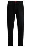 Hugo Boss Tapered-fit Jeans In Dark-blue Japanese Denim In Black