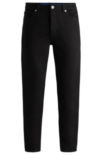 Hugo Tapered-fit Jeans In Black Stretch Denim
