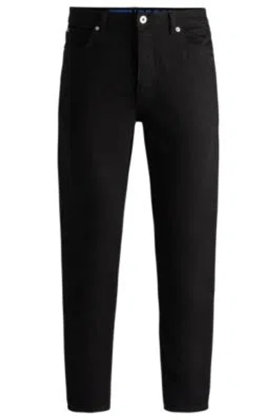 Hugo Boss Tapered-fit Jeans In Black Stretch Denim