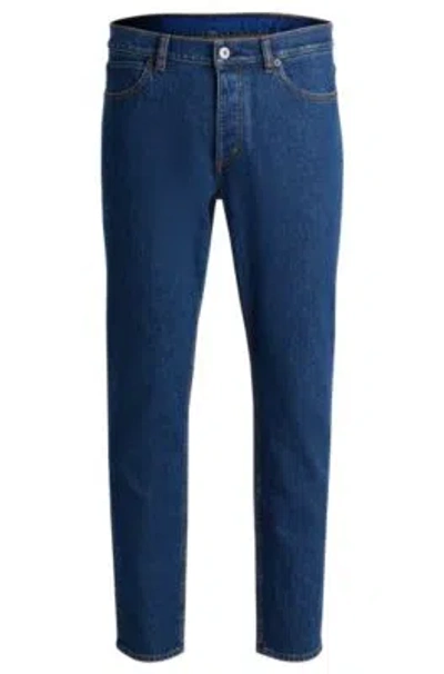 Hugo Tapered-fit Jeans In Blue Stretch Denim
