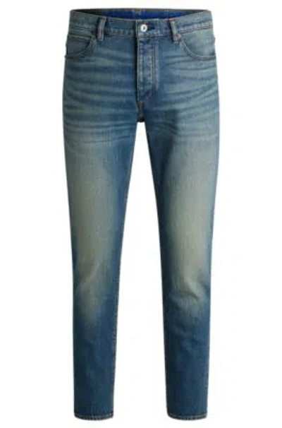 Hugo Boss Tapered-fit Jeans In Blue Tinted Denim