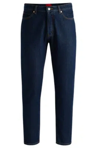 Hugo Boss Tapered-fit Jeans In Dark-blue Denim In Dark Blue