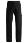 Hugo Boss Tapered-fit Trousers In Cotton Canvas In Black