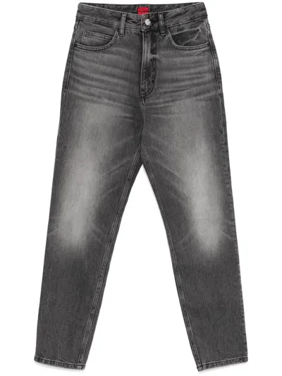 Hugo Boss Tapered-leg Jeans In Grey