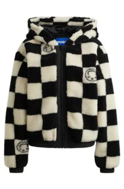 Hugo Boss Teddy Jacket With Checkerboard Jacquard In Patterned