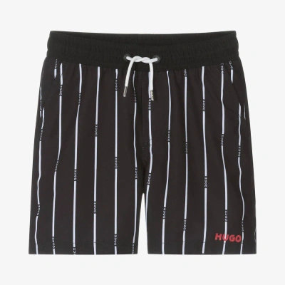 Hugo Teen Boys Black Stripe Swim Shorts