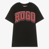 HUGO HUGO TEEN BOYS BLACK VARSITY COTTON T-SHIRT