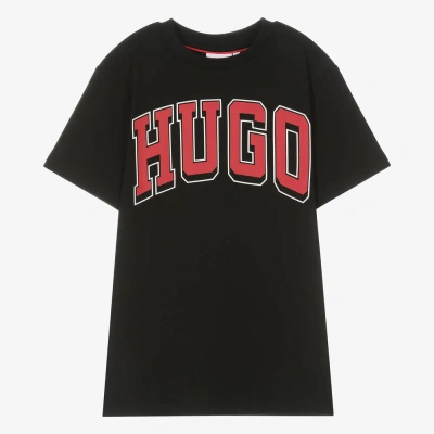 Hugo Boss Kids' Logo-stamp T-shirt In Black