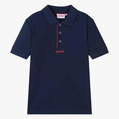 Hugo Teen Boys Blue Cotton Polo Shirt