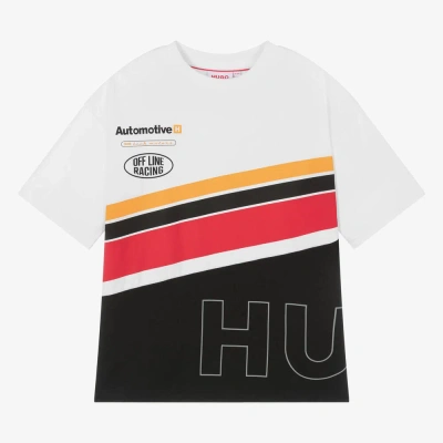 Hugo Teen Boys White & Black Racing T-shirt