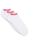 Hugo Boss Three-pack Of Ankle-length Socks With Logo Cuffs In White