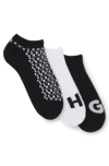 Hugo Boss Three-pack Of Ankle Socks In Cotton In Black