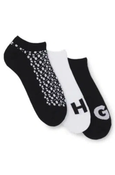 Hugo Boss Three-pack Of Ankle Socks In Cotton In Black