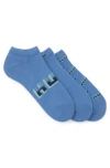 Hugo Three-pack Of Ankle Socks With Logos In Blue