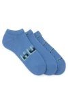 Hugo Boss Three-pack Of Ankle Socks With Logos In Blue