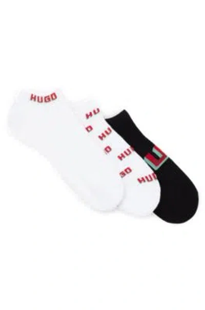 Hugo Three-pack Of Ankle Socks With Logos In White
