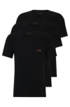 Hugo Boss Three-pack Of Cotton Underwear T-shirts With Logo Print In Black