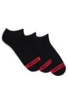 Hugo Boss Three-pack Of Invisible Socks With Logos In Black