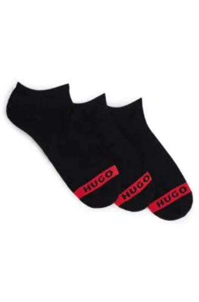 Hugo Boss Three-pack Of Invisible Socks With Logos In Black