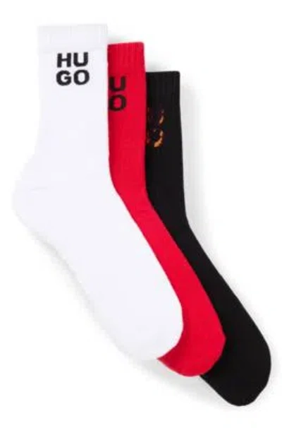 Hugo Boss Three-pack Of Short-length Socks With Logo Details In Patterned